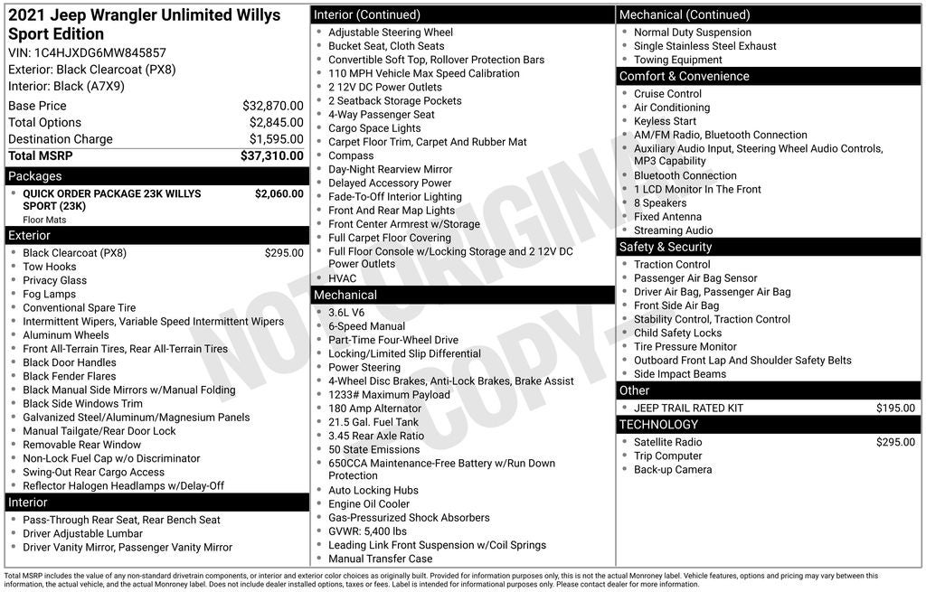 2021 Jeep Wrangler Unlimited Willys