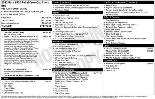 2022 RAM 1500 Rebel Crew Cab 4x4 5'7' Box