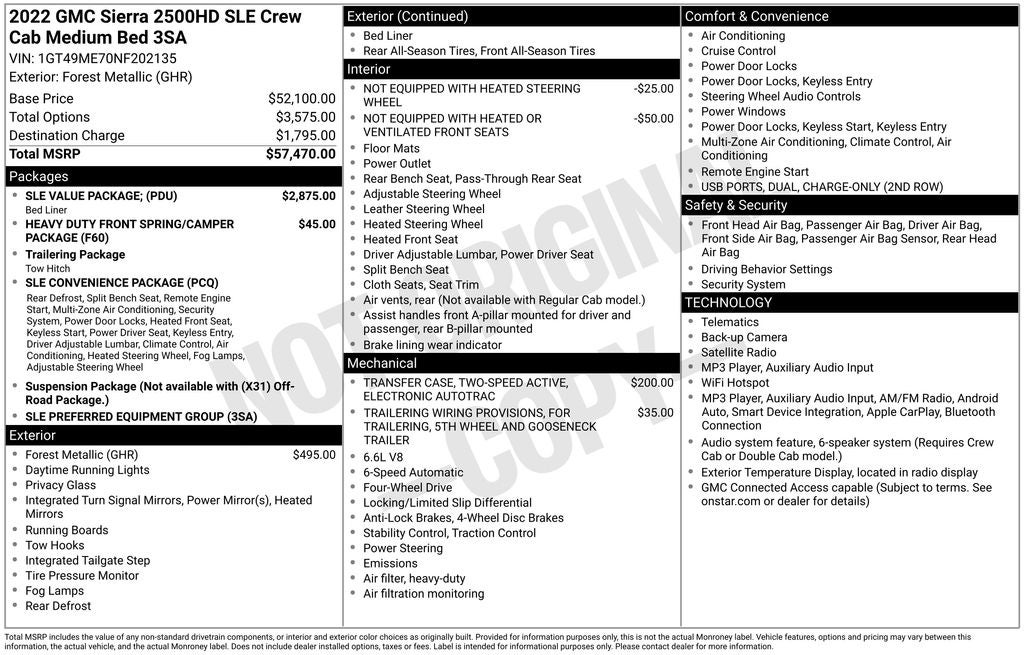 2022 GMC Sierra 2500HD 4WD Crew Cab Standard Bed SLE