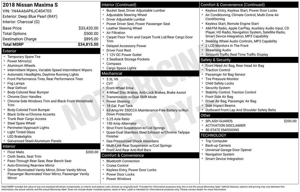 2018 Nissan Maxima Platinum
