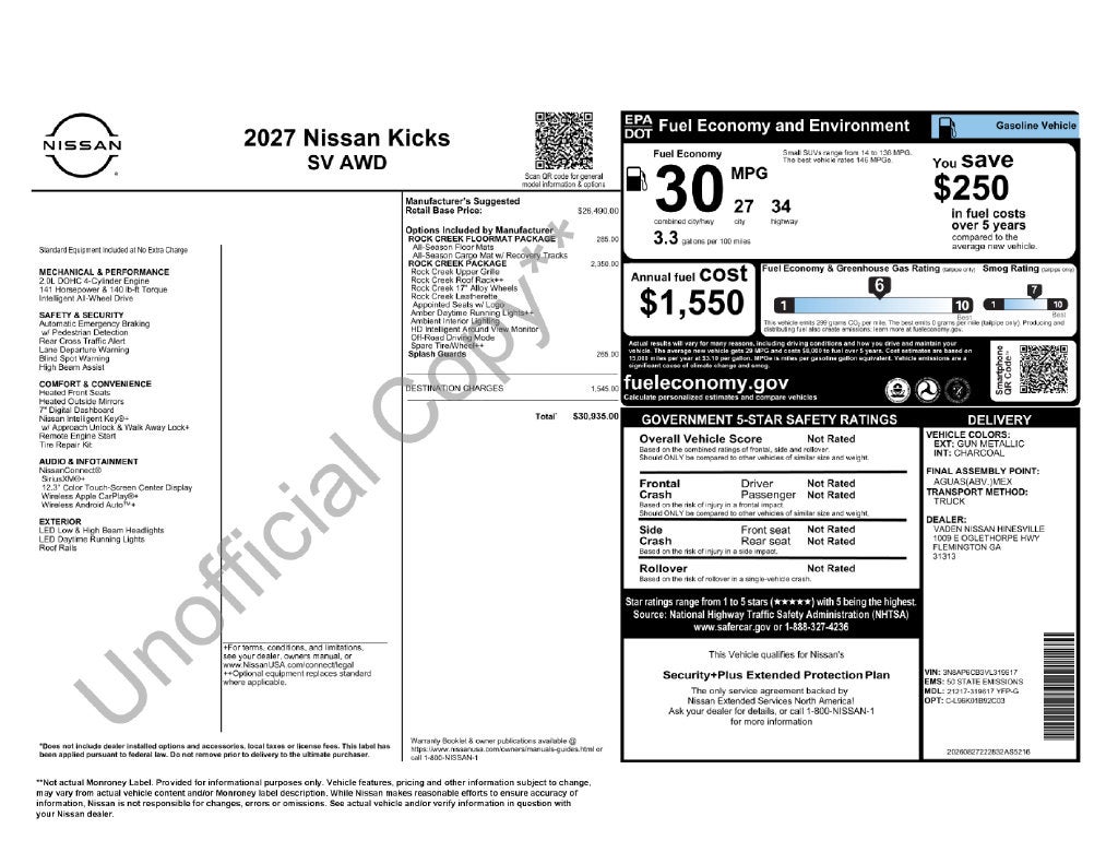 2027 Nissan Kicks SV