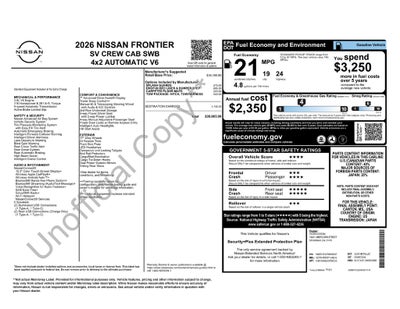 2026 Nissan Frontier Crew Cab SV