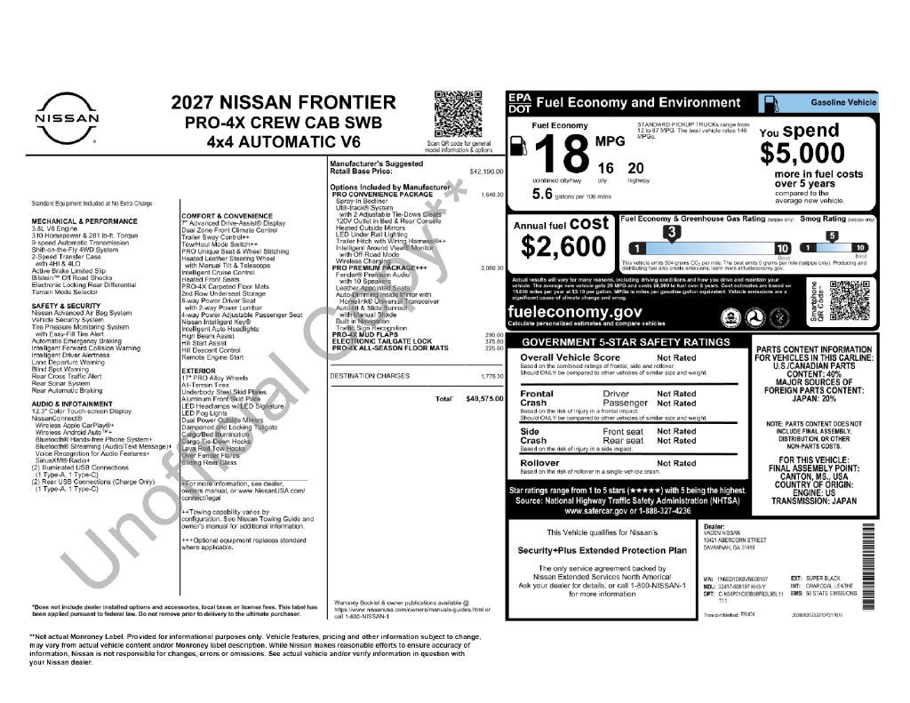 2027 Nissan Frontier Crew Cab PRO-4X®
