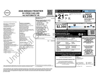 2026 Nissan Frontier Crew Cab SV Long Bed