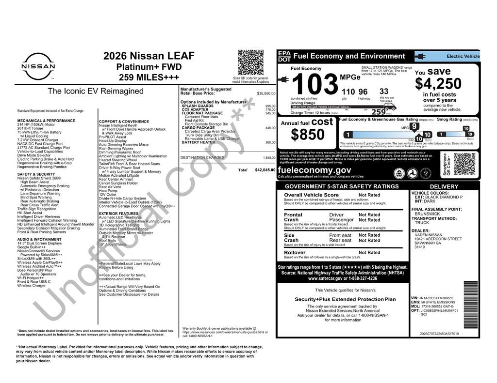 2026 Nissan LEAF Platinum+