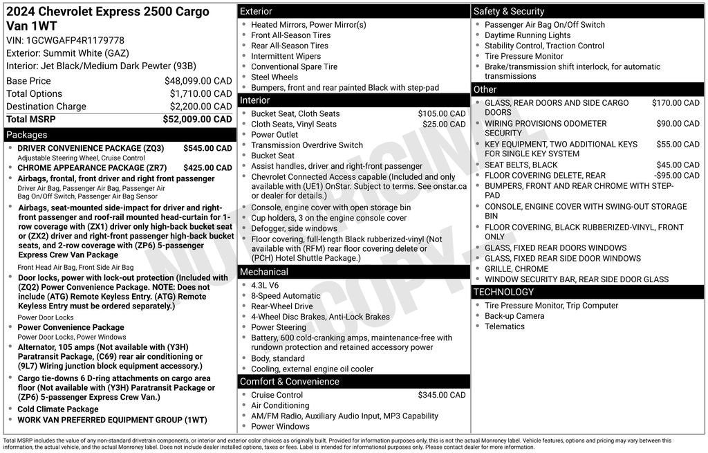 2024 Chevrolet Express Cargo 2500 WT